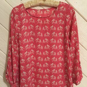 Red loose Long sleeved blouse